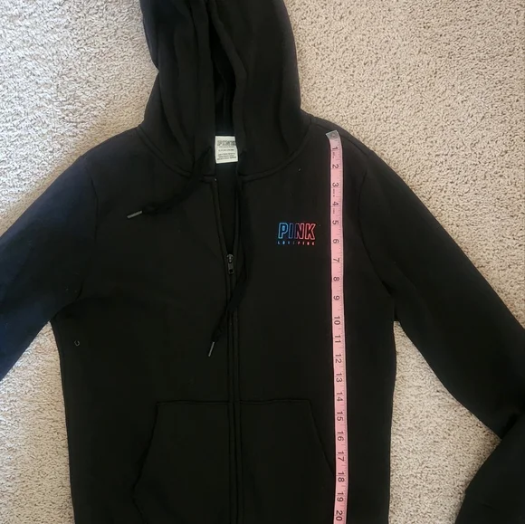Victoria's Secret Pink Black Hoodie Jacket Size Small - Picture 4 of 6